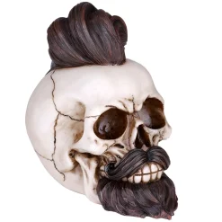 Skull With Hair And Beard Figurine|