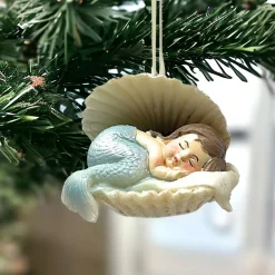 Sleepy Mermaid in Clam Shell Ornament| Outlet