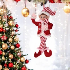 Small Fabric Red Sweets Pixie Elf Ornament| Sale