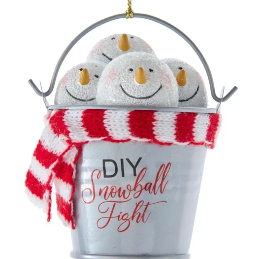 Snowball Fight Metal Pail Ornament|Kurt Adler Sale