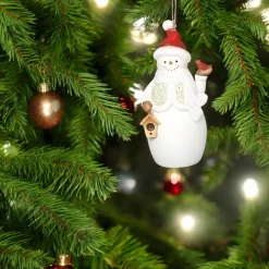 Snowman with Mistletoe Pattern and Santa Hat Ornament| Hot