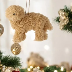 Tan Faux Fur Dog Ornament| New