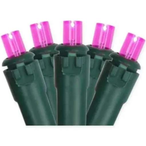 UL 50-Light 5MM Pink LED Green Wire Light|Kurt Adler Clearance