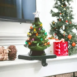 Vintage Lit Green Tree Stocking Holder| Online
