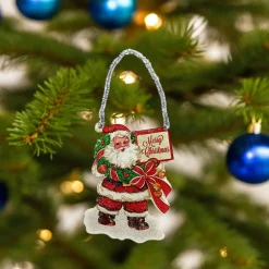 Vintage Santa with Merry Christmas Sign Ornament| Sale