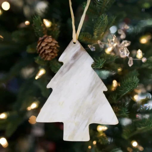 White Christmas Tree Cow Horn Ornament| New