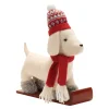 White Dog on Sled Figurine| Hot