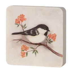 Wood Bird Block Black/White 5"x5"| Sale