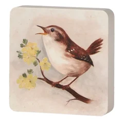 Wood Bird Block Brown 5"x5"| Best
