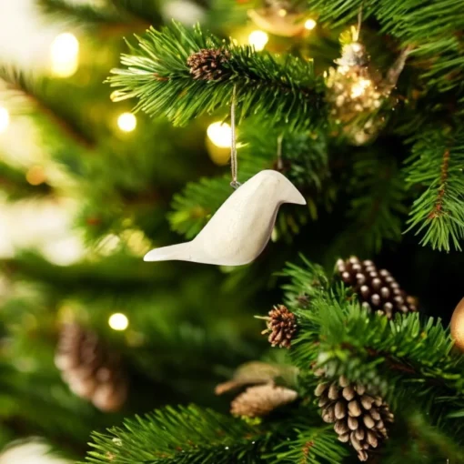Wood Bird Ornament - Natural|
