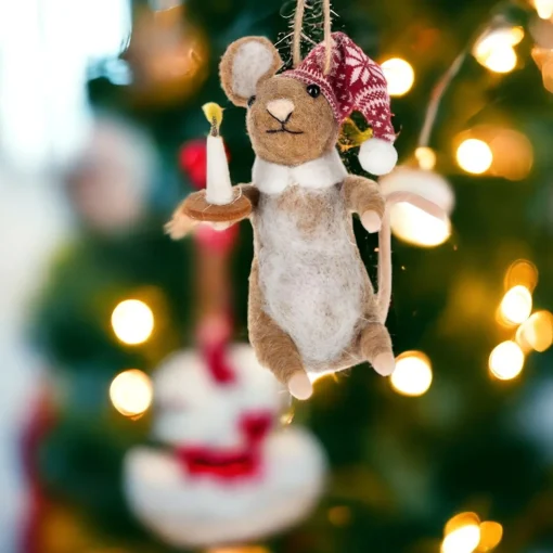 Wool Bedtime Mouse with Candle Ornament| Online