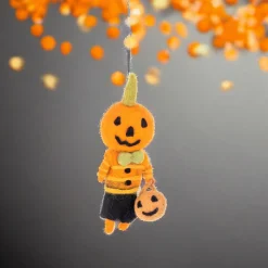 Wool Pumpkin Trick or Treat Ornament| Clearance